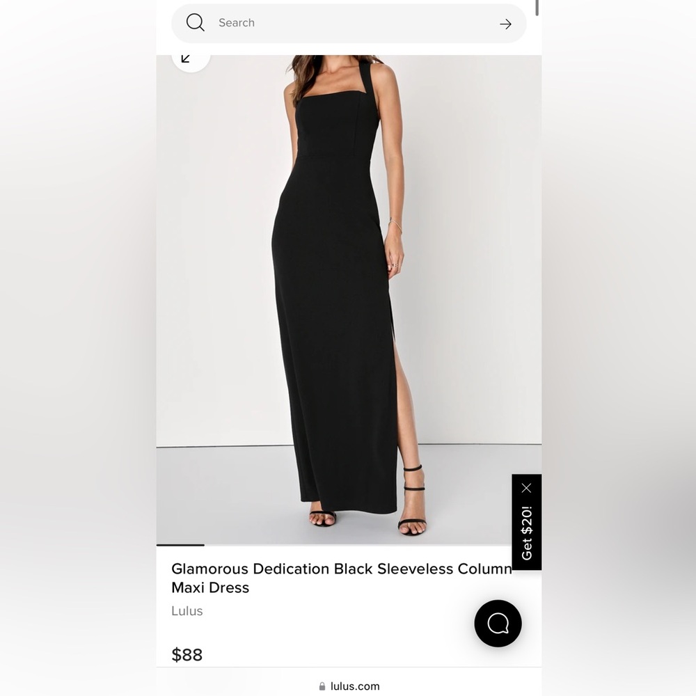 Lulu's Black Sleeveless Column Maxi Dress NEW